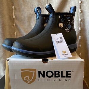 Work Equestrian, Farm, Garden, Deck Non-Slip Low Boot Blue,Silver & Black